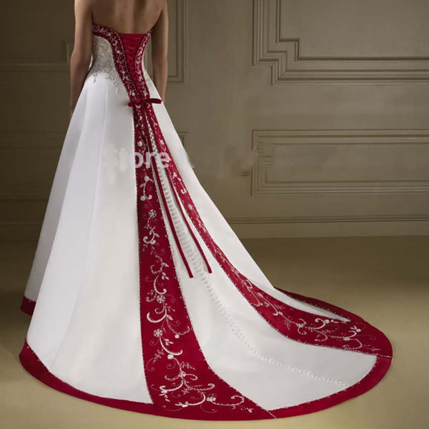 burgundy-and-white-wedding-dress