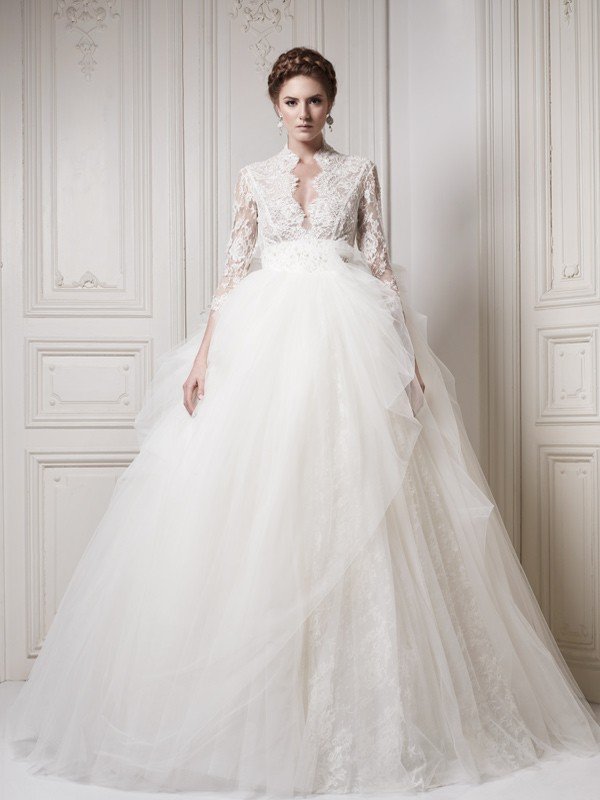 3-4-length-sleeve-wedding-dress