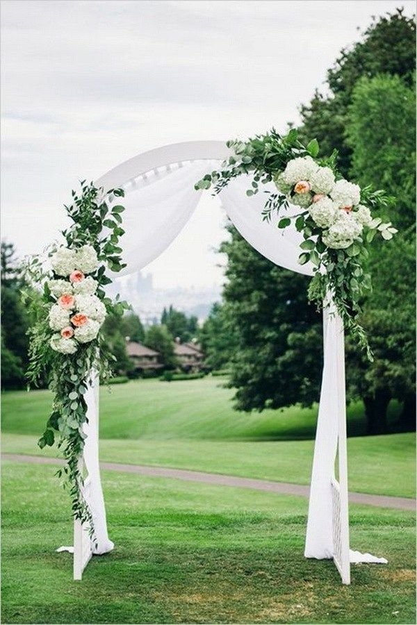 white flower arch