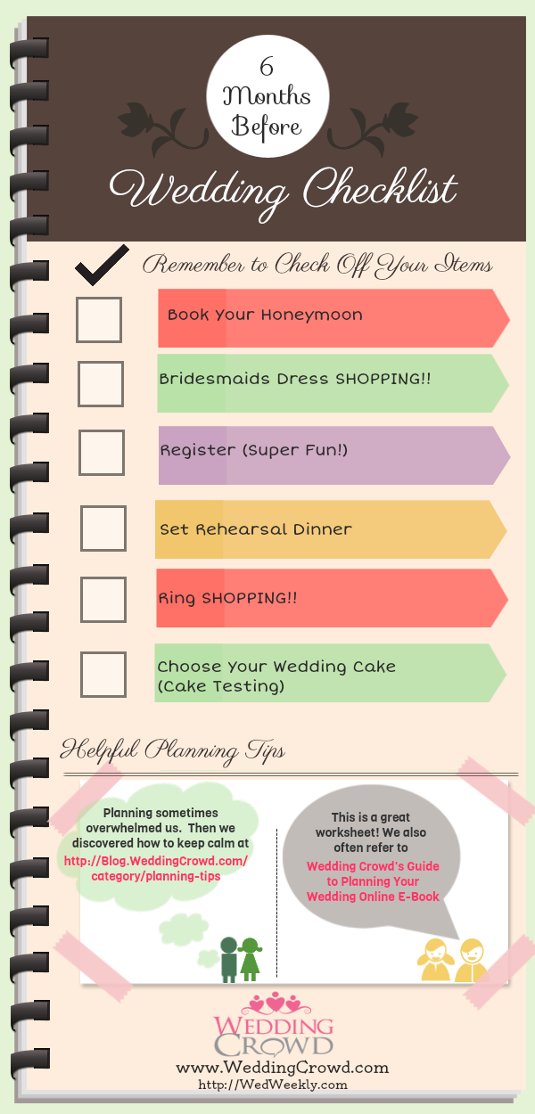 6 months wedding checklist printable free