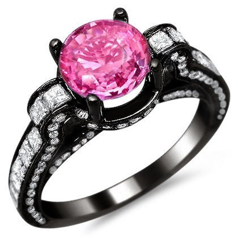 Black And Pink Wedding Rings
