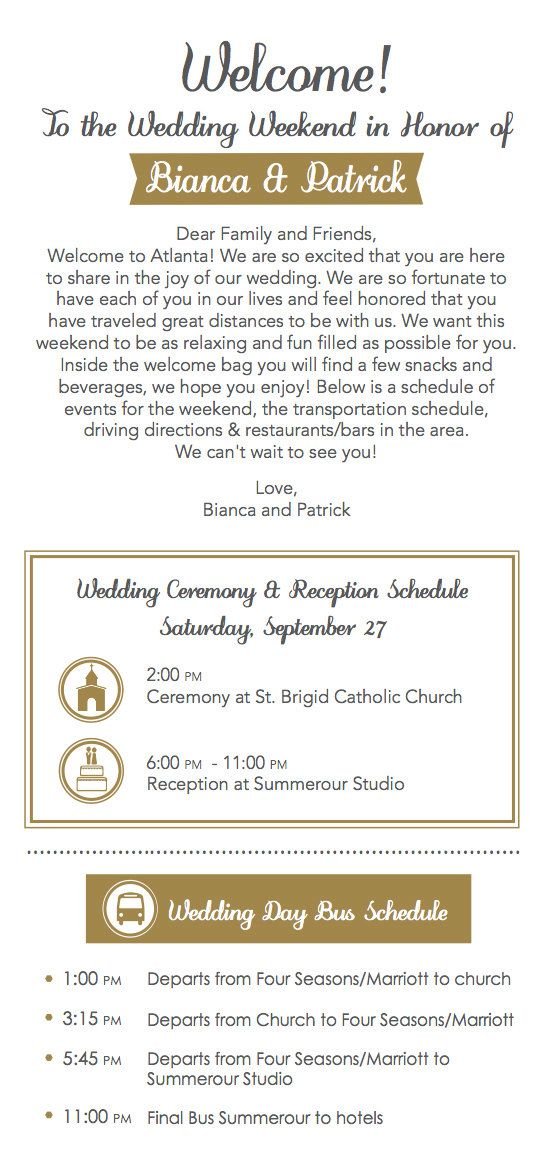 Wedding Welcome Letter | Emasscraft.org