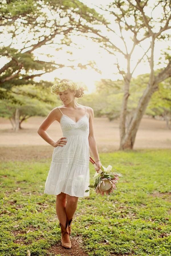 short wedding dress with cowboy boots