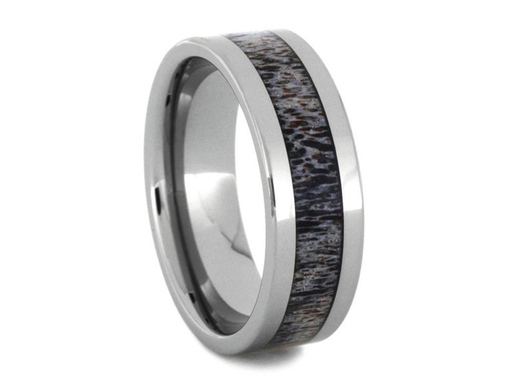 Deer Antler Mens Wedding Band   Antler Ring 8 