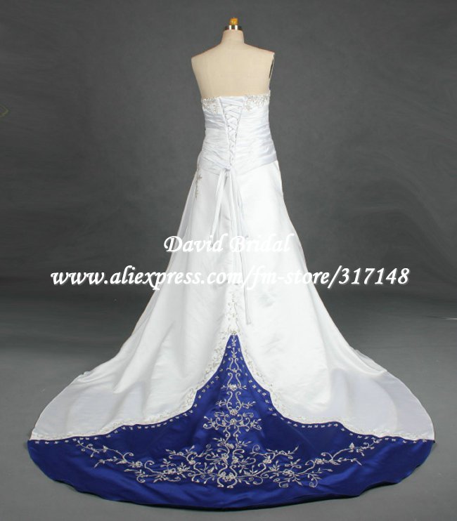 Royal Blue And White Wedding Dress