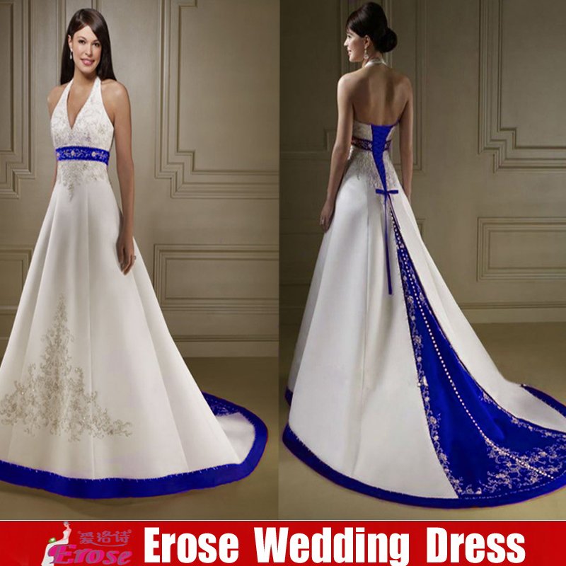 Royal Blue And White Wedding Dress