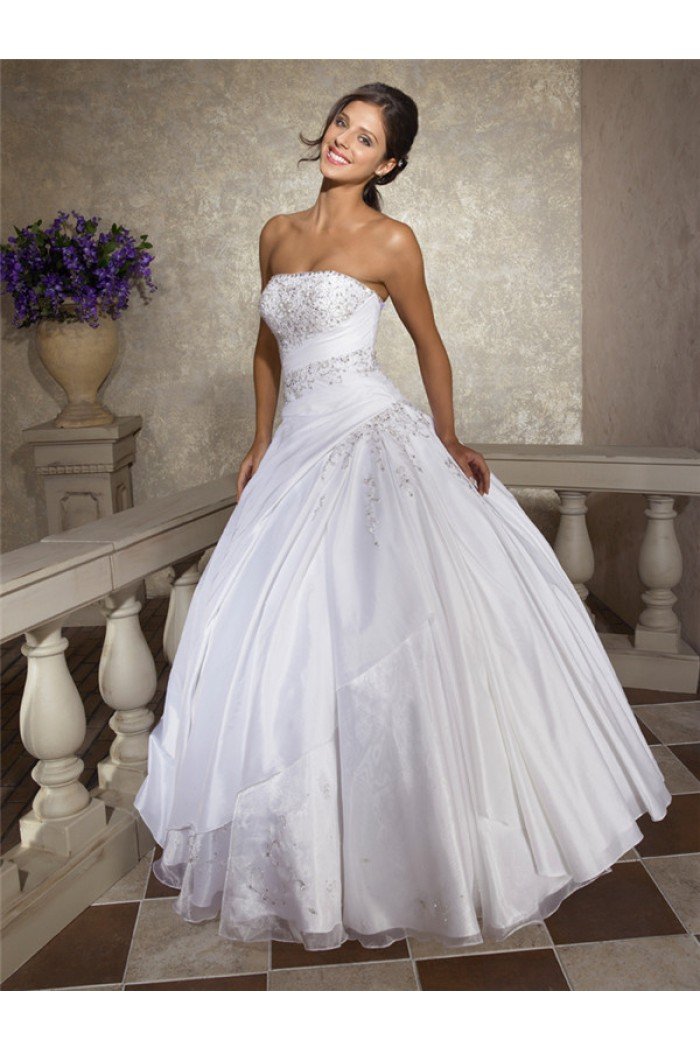 Ball Gown Sweetheart Feather Neckline Drop Waist Pleated Tulle ...