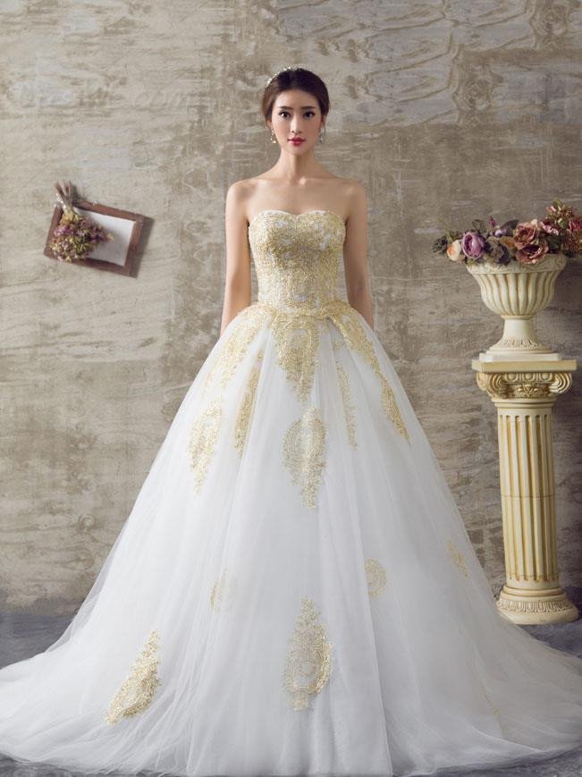 Golden Lace Wedding Dress