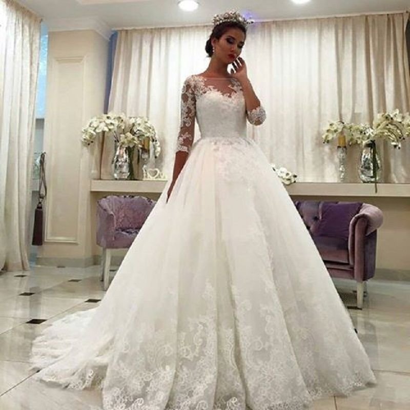 3 4 Sleeve Wedding Dress