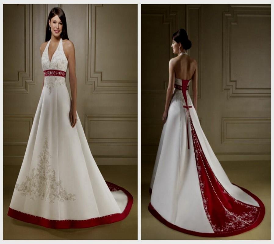 Beautiful Red And White Wedding Dress