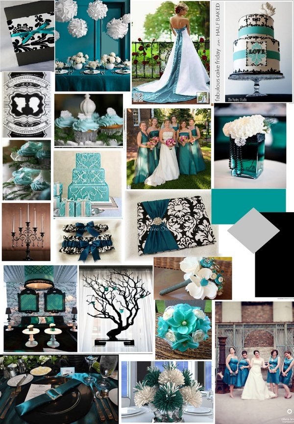 Teal Silver And Black Weddings