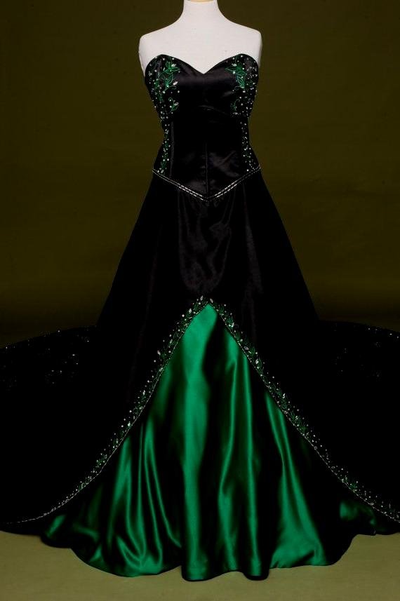 black-and-green-wedding-dress