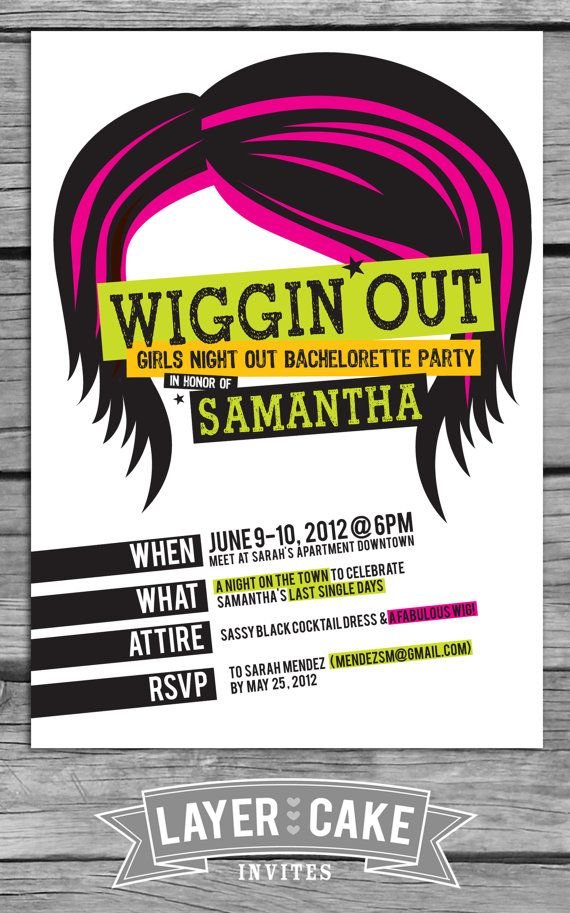 Wig Themed Party Invitations