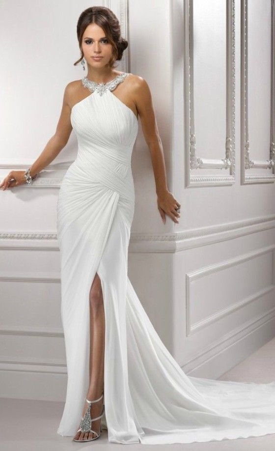 Simple Halter Wedding Dress 9139