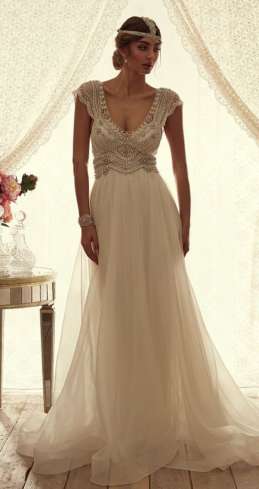 Vintage Beaded Wedding Gown 9818