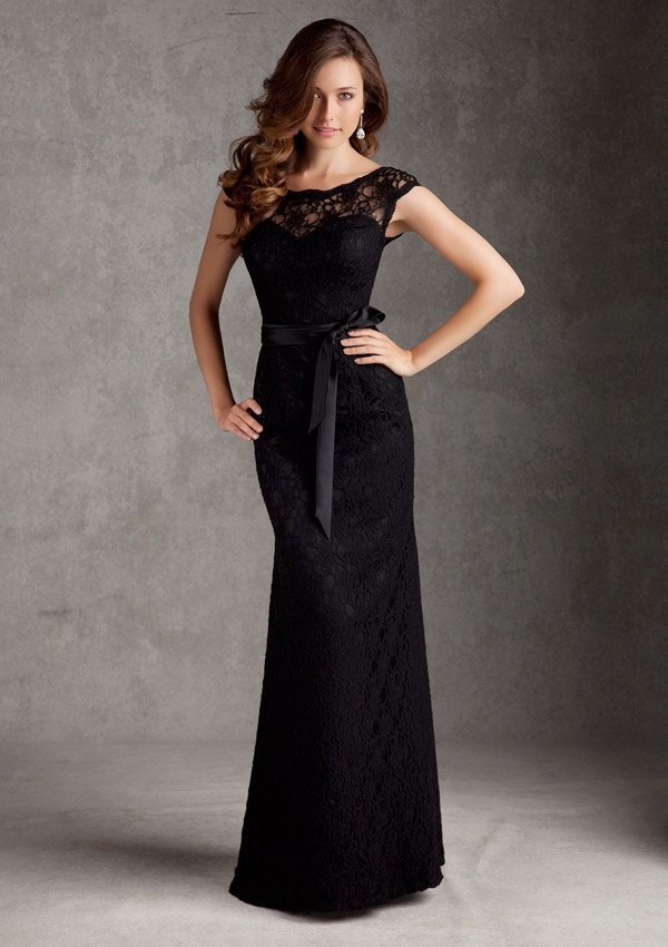 Black Satin Bridesmaid Dress