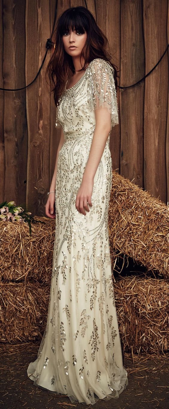 Vintage Beaded Wedding Gown 3615