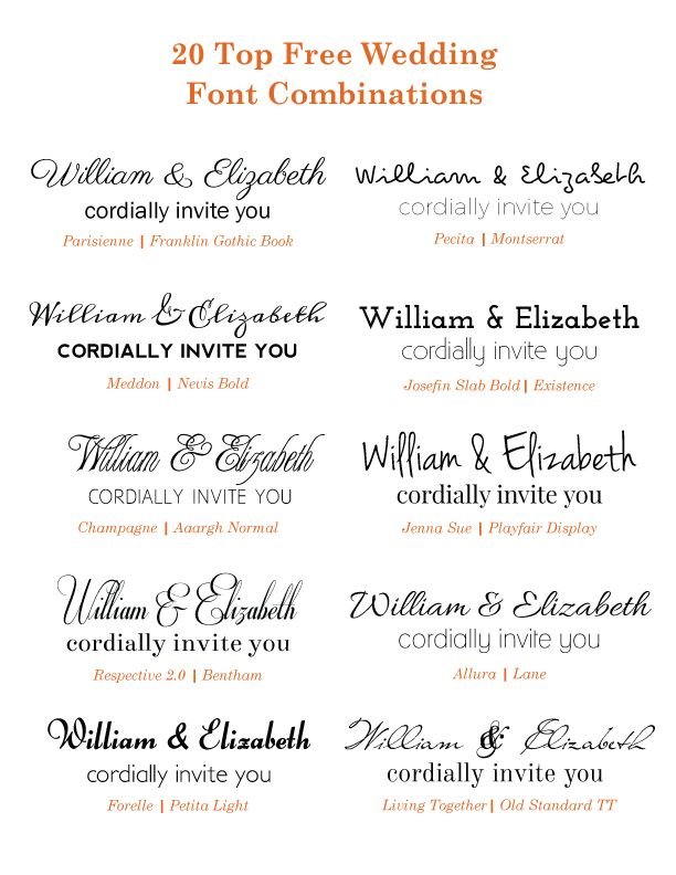 Good Font Combinations For Wedding Invitations