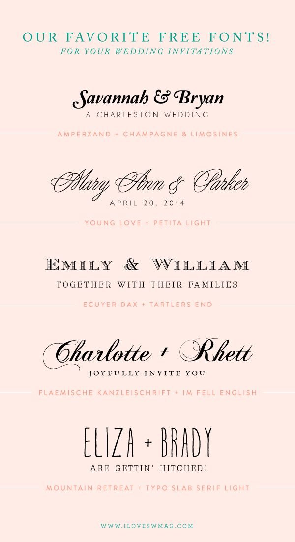 Good Font Combinations For Wedding Invitations 7876