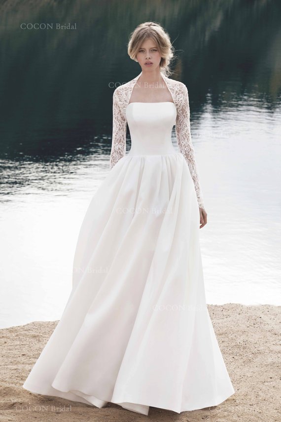 Long Sleeve Silk Wedding Dresses 