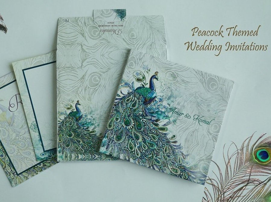 Peacock Inspired Wedding Invitations